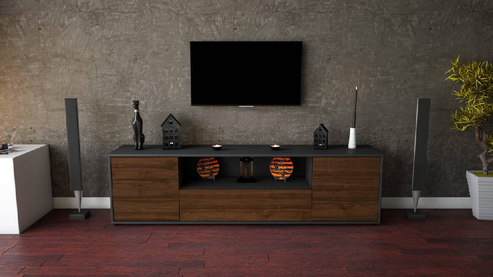 Stil Zeit Möbel Lowboard Biggi, Walnuss (180x49x35cm) Kostenloser Versand