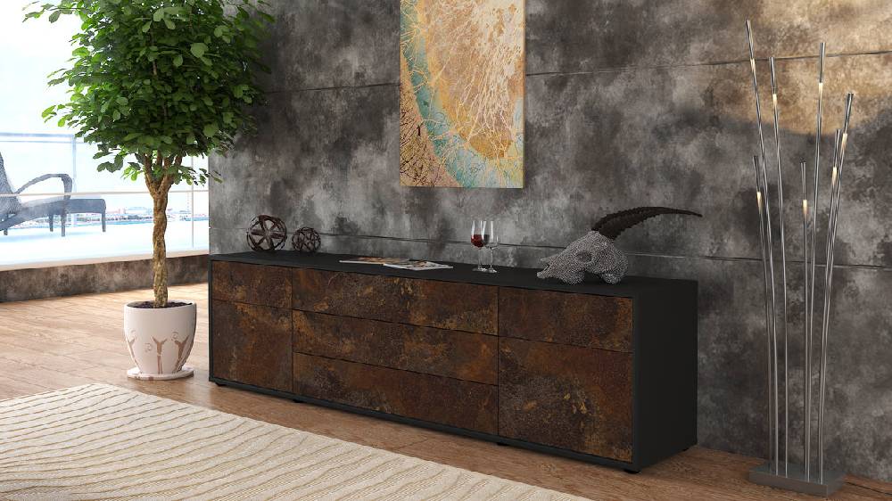 Stil Zeit Möbel Lowboard Benita, Rost (180x49x35cm) Fabrikpreis