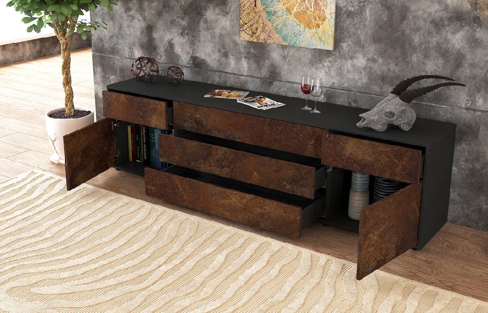Stil Zeit Möbel Lowboard Benita, Rost (180x49x35cm) Fabrikpreis
