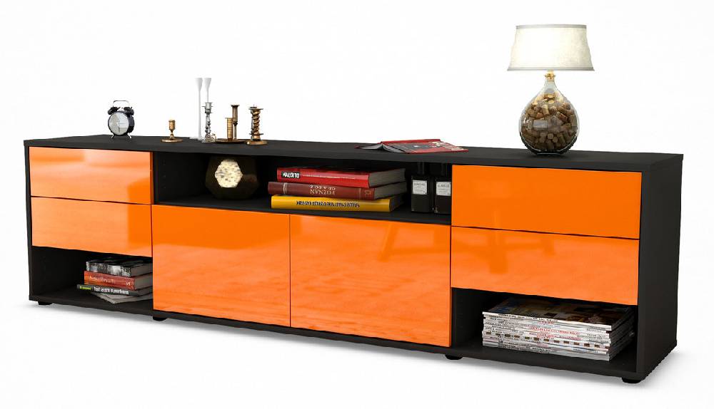 Stil Zeit Möbel Lowboard Barbara, Orange (180x49x35cm)