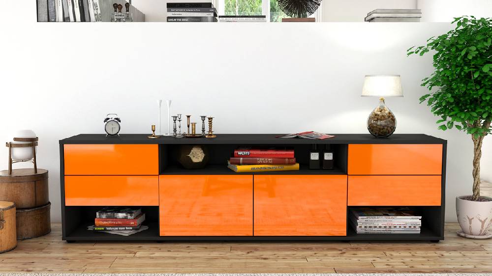 Stil Zeit Möbel Lowboard Barbara, Orange (180x49x35cm) Rabatt
