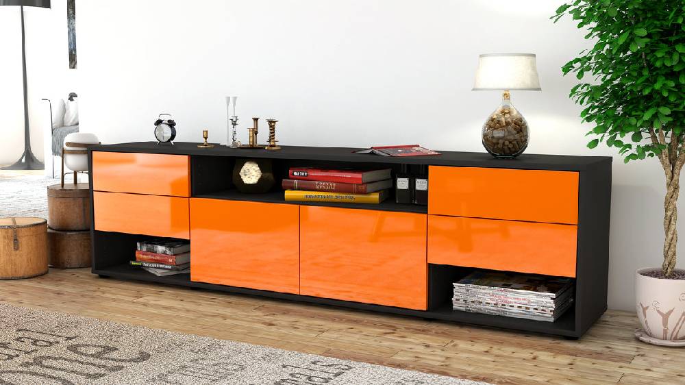 Stil Zeit Möbel Lowboard Barbara, Orange (180x49x35cm) Rabatt