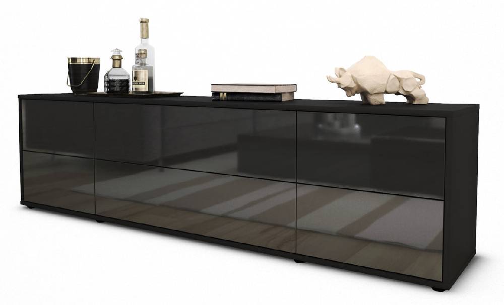 Stil Zeit Möbel Lowboard Assunta, Grau (180x49x35cm)