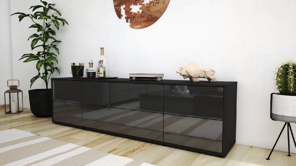 Stil Zeit Möbel Lowboard Assunta, Grau (180x49x35cm) Günstig kaufen