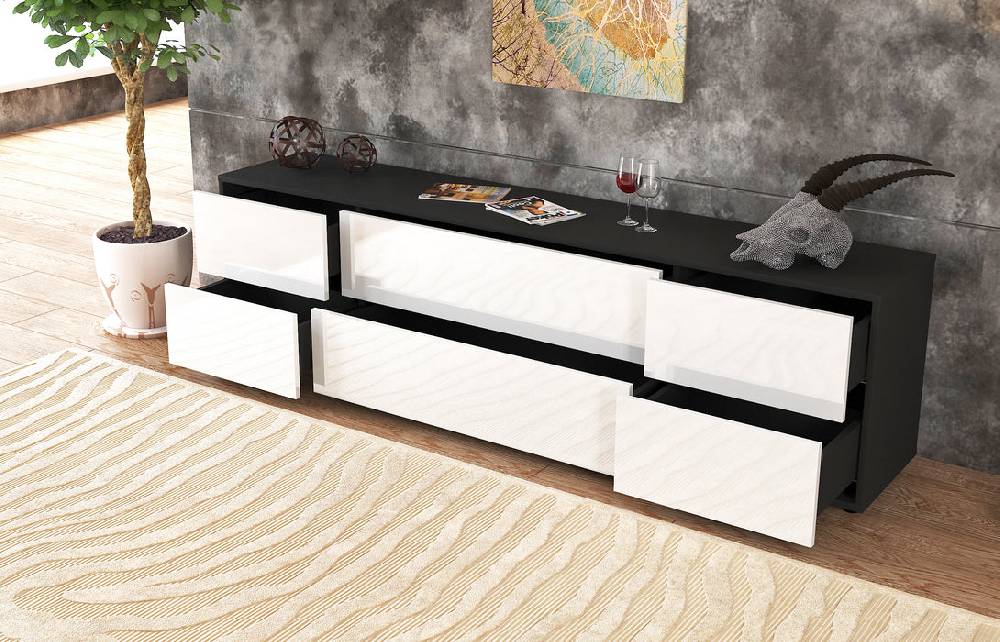Stil Zeit Möbel Lowboard Assunta, Grau (180x49x35cm) Günstig kaufen