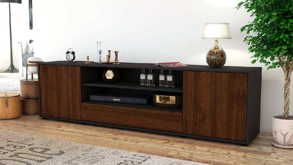 Stil Zeit Möbel Lowboard Armida, Walnuss (180x49x35cm) Großer Ausverkauf