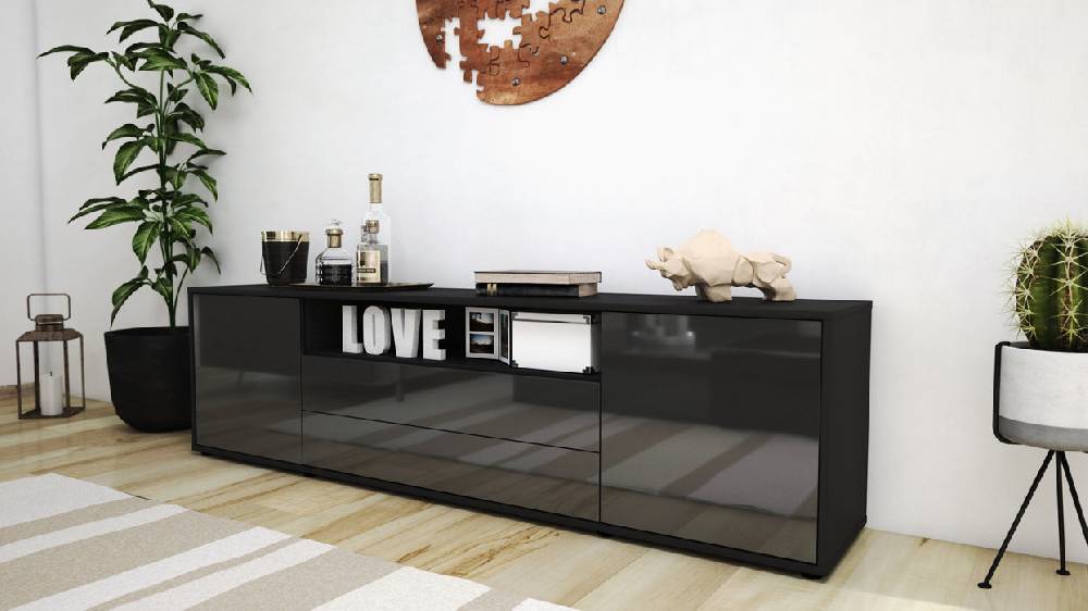 Stil Zeit Möbel Lowboard Armanda, Grau (180x49x35cm) Flash Sale