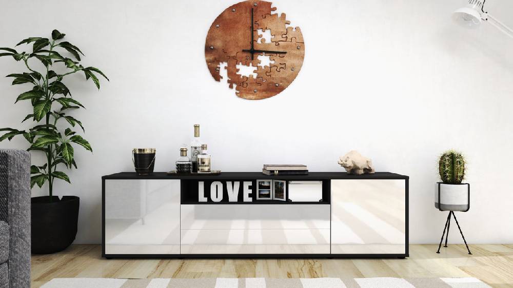 Stil Zeit Möbel Lowboard Armanda, Weiß (180x49x35cm) Begrenztes Angebot