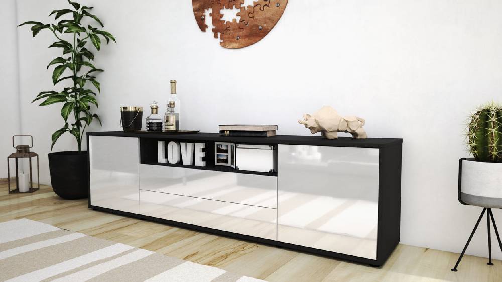 Stil Zeit Möbel Lowboard Armanda, Weiß (180x49x35cm) Begrenztes Angebot