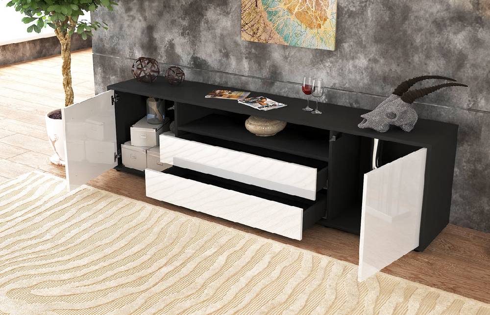 Stil Zeit Möbel Lowboard Armanda, Weiß (180x49x35cm) Begrenztes Angebot