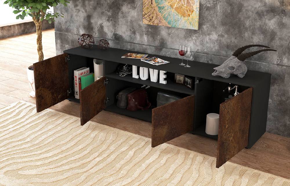 Stil Zeit Möbel Lowboard Arianna, Rost (180x49x35cm) Exklusivangebot