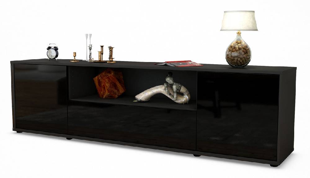 Stil Zeit Möbel Lowboard Arbnora, Schwarz (180x49x35cm)