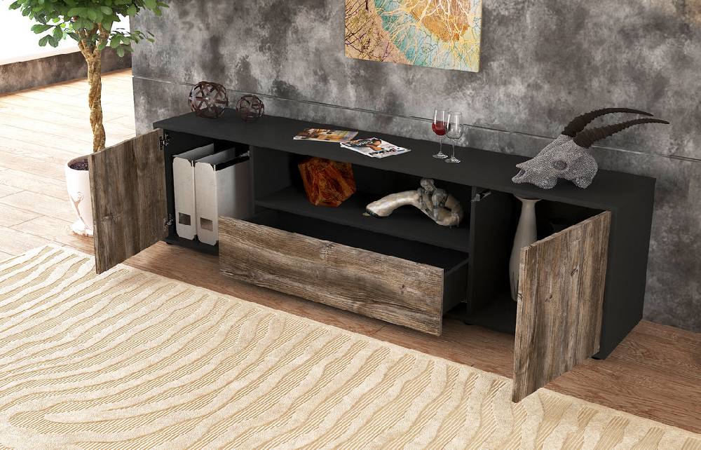 Stil Zeit Möbel Lowboard Arbnora, Walnuss (180x49x35cm) Black Friday