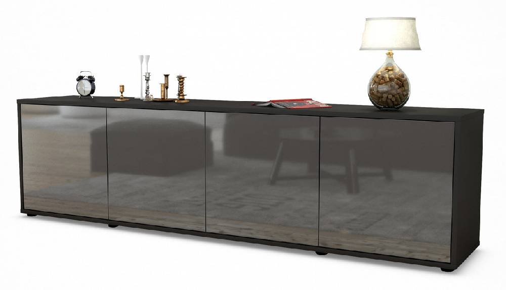 Stil Zeit Möbel Lowboard Antonia, Grau (180x49x35cm)