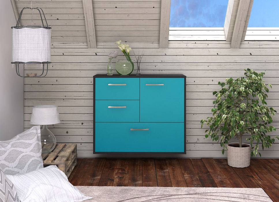 Stil Zeit Möbel Sideboard Rancho Cucamonga, Java, hängend mit Griffen (92x79x35cm) Vatertagsangebot