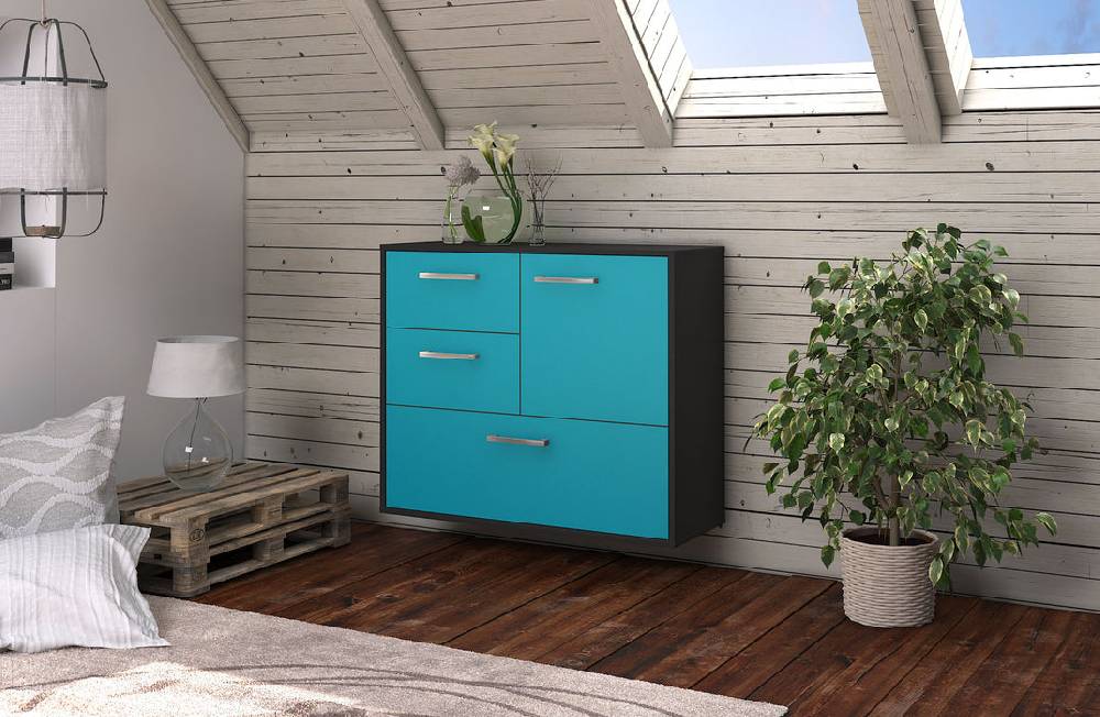 Stil Zeit Möbel Sideboard Rancho Cucamonga, Java, hängend mit Griffen (92x79x35cm) Vatertagsangebot