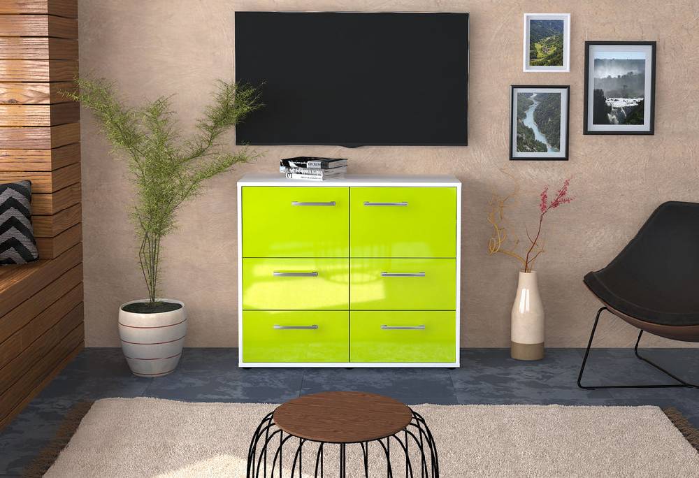 Stil Zeit Möbel Sideboard Dana, Grün mit Griffen (92x79x35cm) Valentinstagsangebot