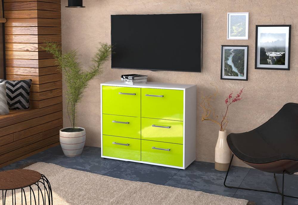 Stil Zeit Möbel Sideboard Dana, Grün mit Griffen (92x79x35cm) Valentinstagsangebot