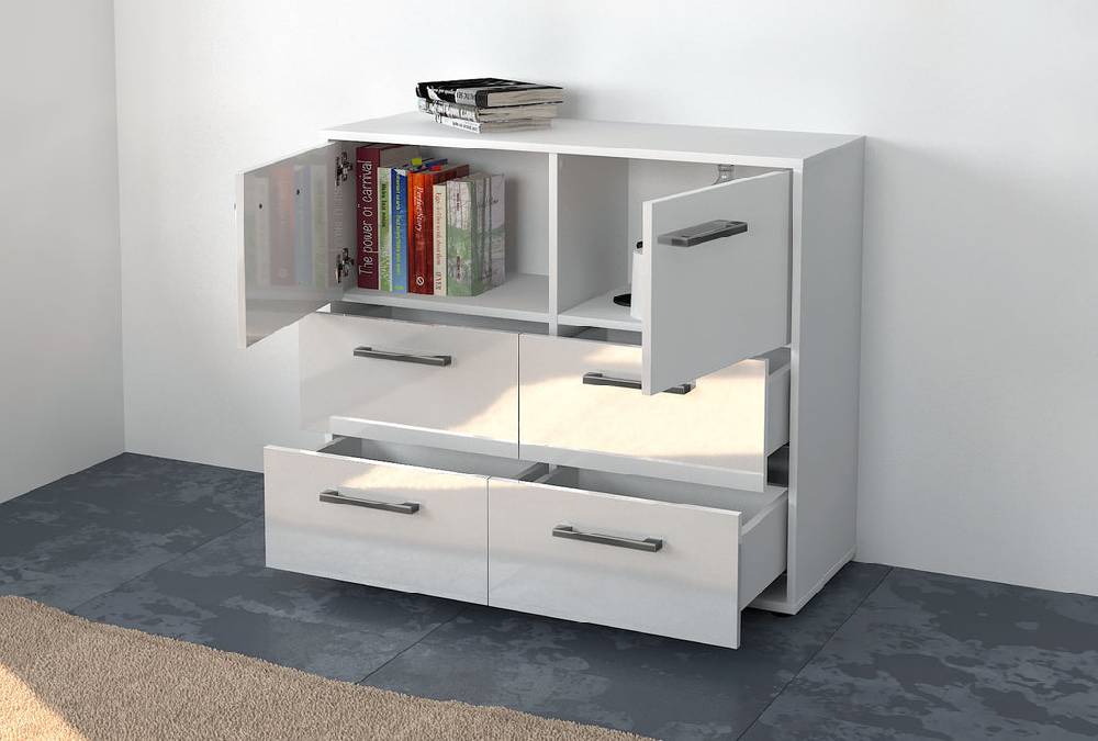 Stil Zeit Möbel Sideboard Dana, Grün mit Griffen (92x79x35cm) Valentinstagsangebot