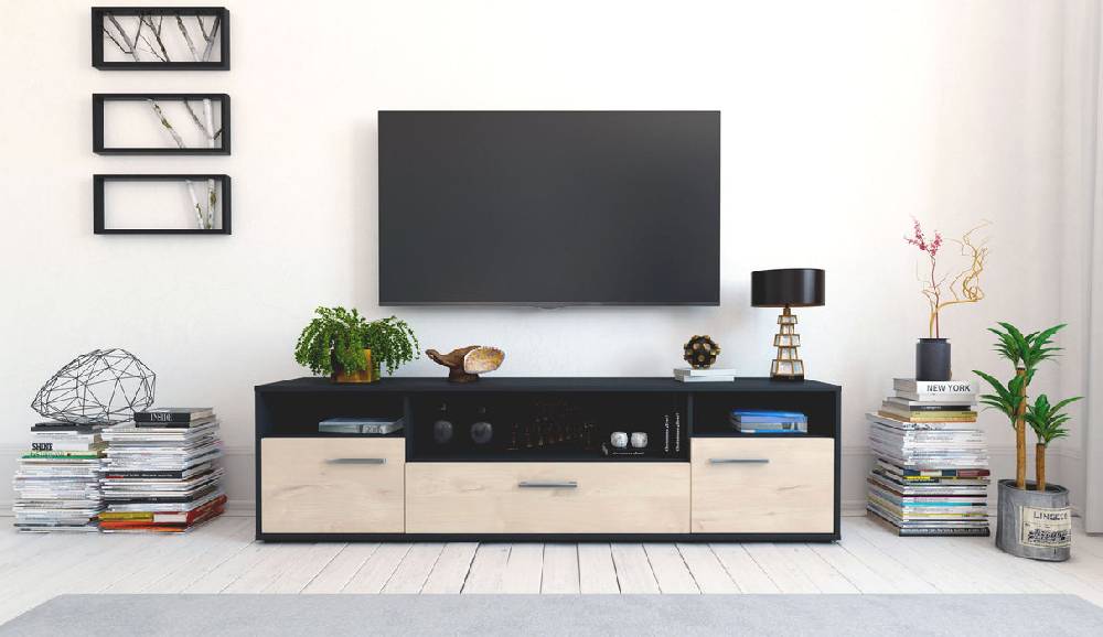 Stil Zeit Möbel Lowboard Bionda, Zeder mit Griffen (180x49x35cm) Top Angebot