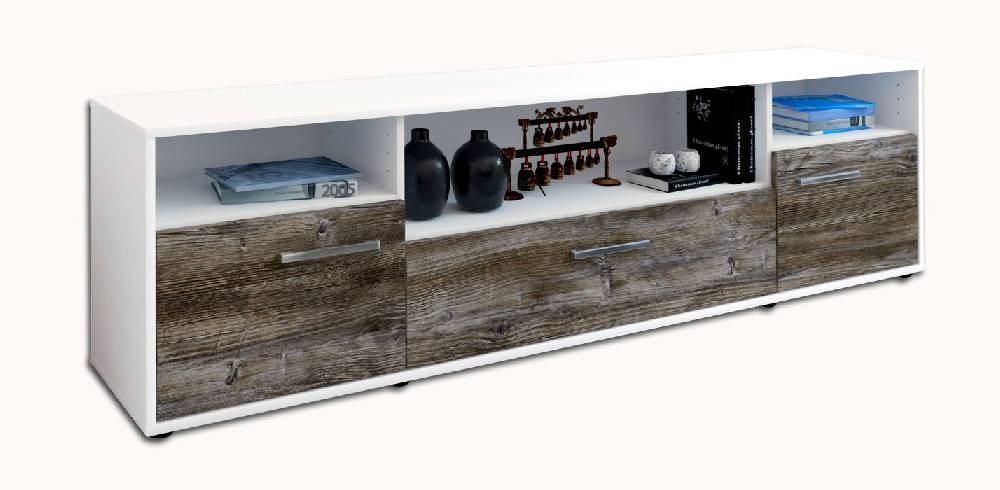 Stil Zeit Möbel Lowboard Bionda, Treibholz mit Griffen (180x49x35cm)