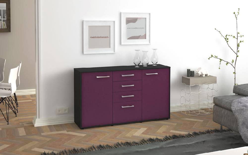 Stil Zeit Möbel Sideboard Donatella, Lila mit Griffen (136x79x35cm) Online Outlet