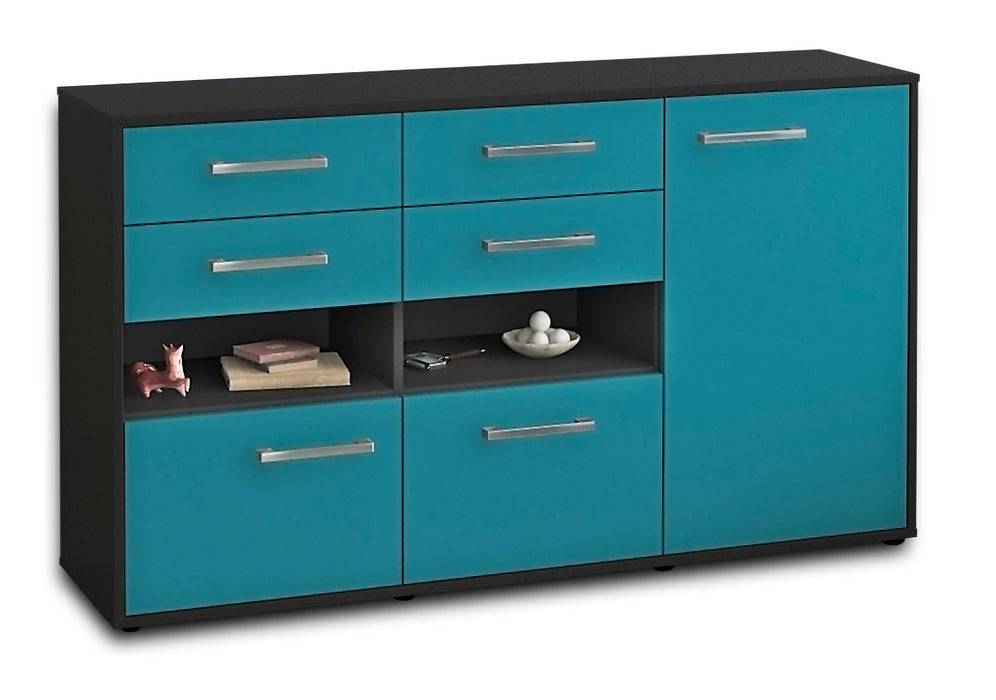 Stil Zeit Möbel Sideboard Domi, Tuerkis mit Griffen (136x79x35cm)