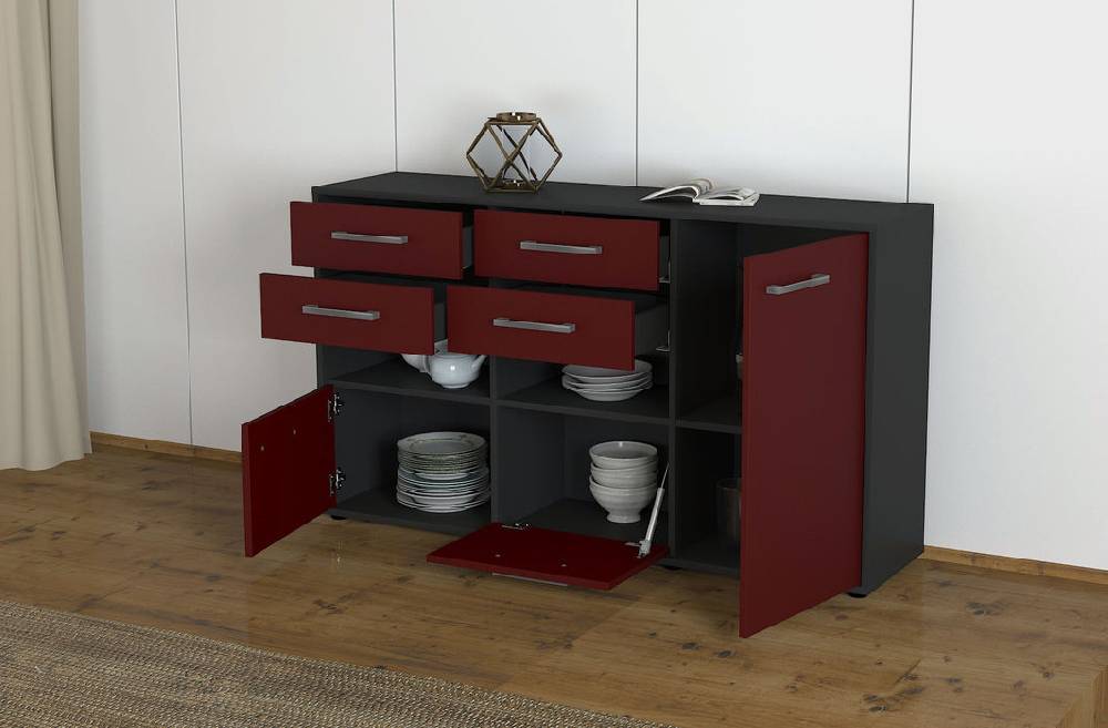 Stil Zeit Möbel Sideboard Domi, Tuerkis mit Griffen (136x79x35cm) Zeitlich begrenztes Angebot