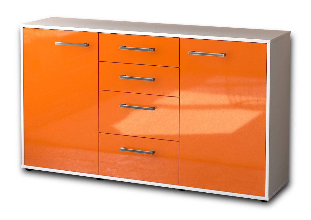 Stil Zeit Möbel Sideboard Donna, Orange mit Griffen (136x79x35cm)