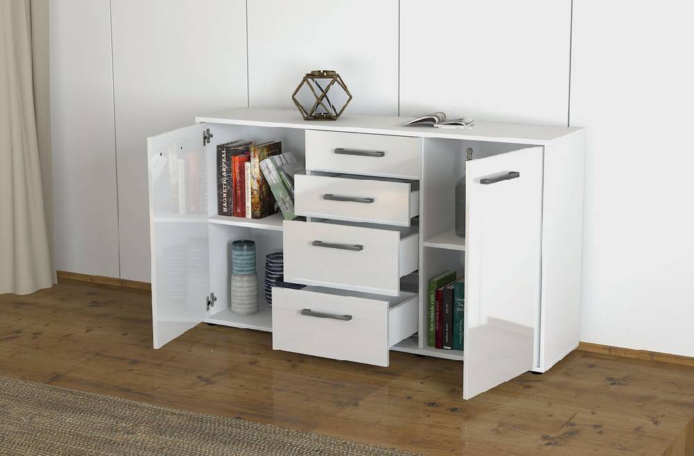 Stil Zeit Möbel Sideboard Donna, Orange mit Griffen (136x79x35cm) Exklusive Angebote