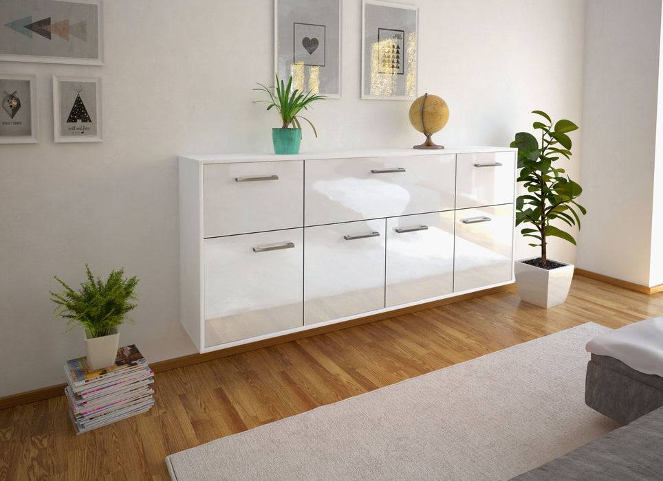 Stil Zeit Möbel Sideboard Roseville, Weiß mit Griffen, hängend (180x79x35cm) Große Rabatte