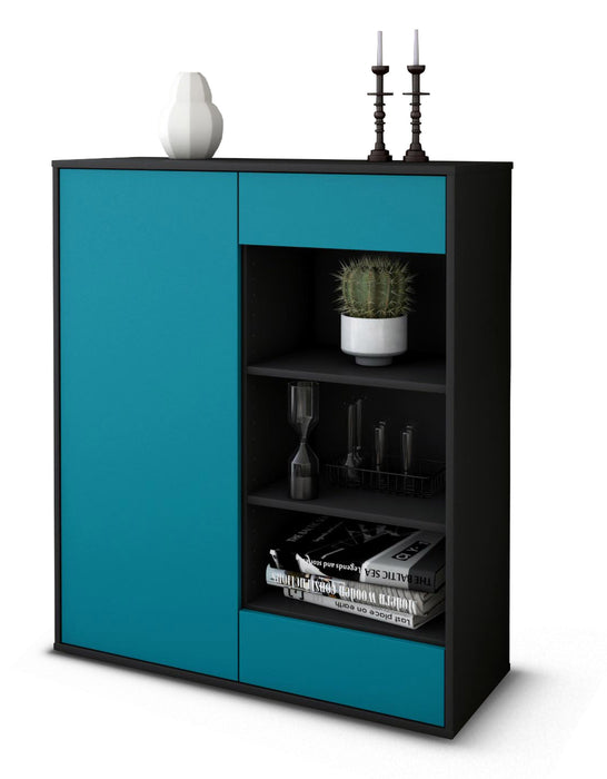 Stil Zeit Möbel Highboard Luana ,Türkis (92x108x35cm)
