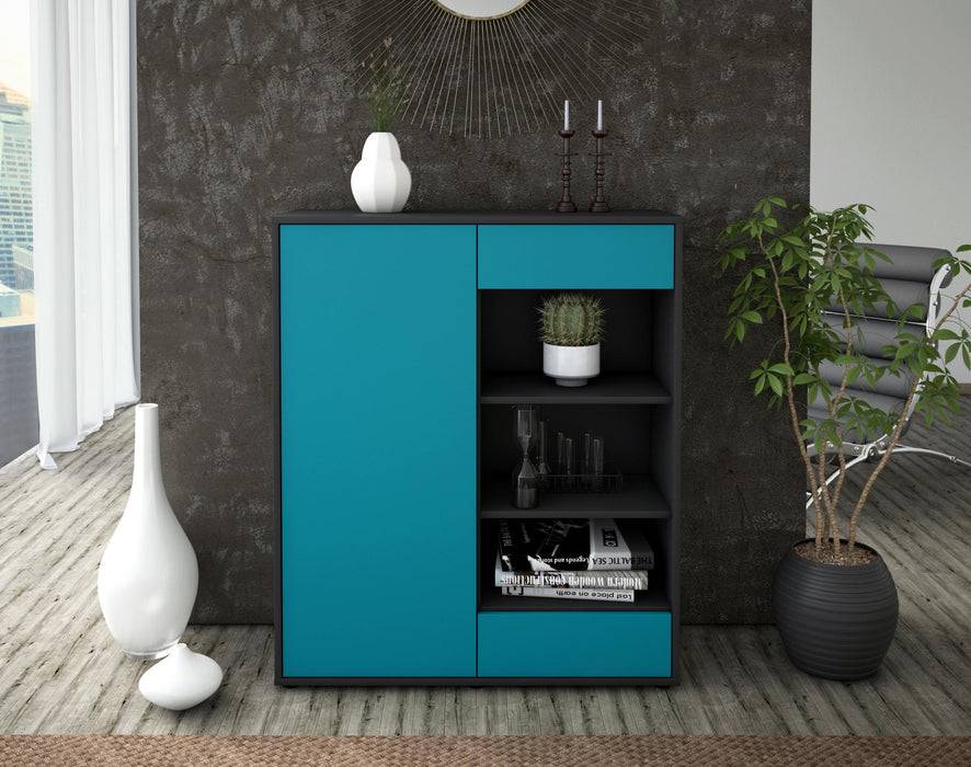 Stil Zeit Möbel Highboard Luana ,Türkis (92x108x35cm) Bestseller