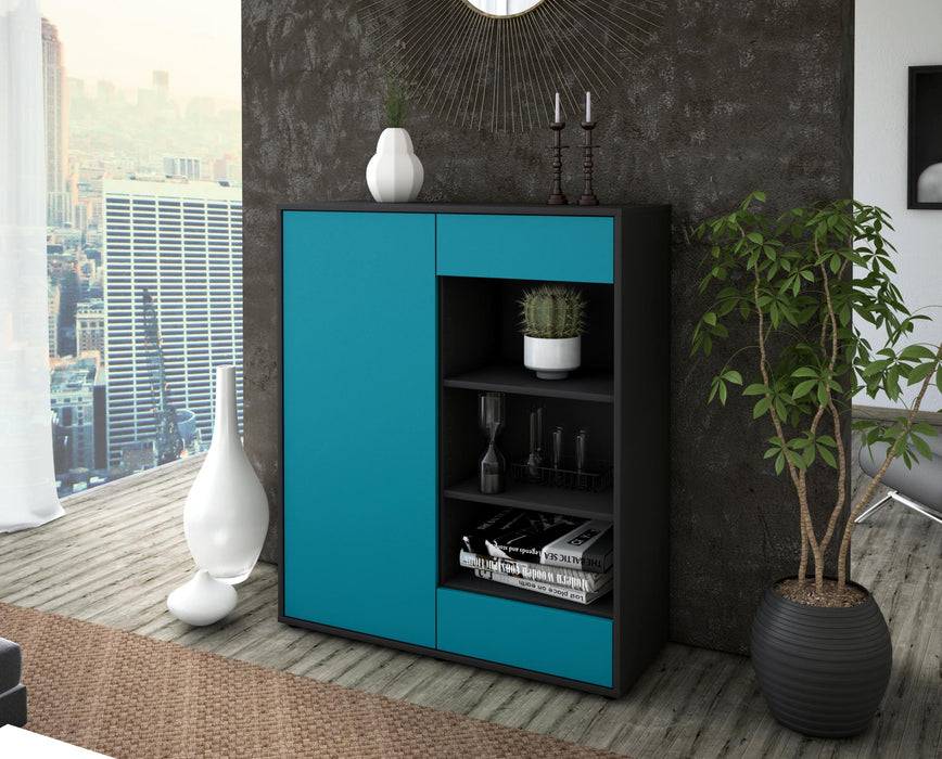 Stil Zeit Möbel Highboard Luana ,Türkis (92x108x35cm) Bestseller