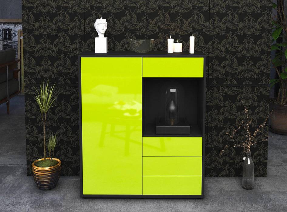Stil Zeit Möbel Highboard Lorella ,Grün (92x108x35cm) Räumungsverkauf