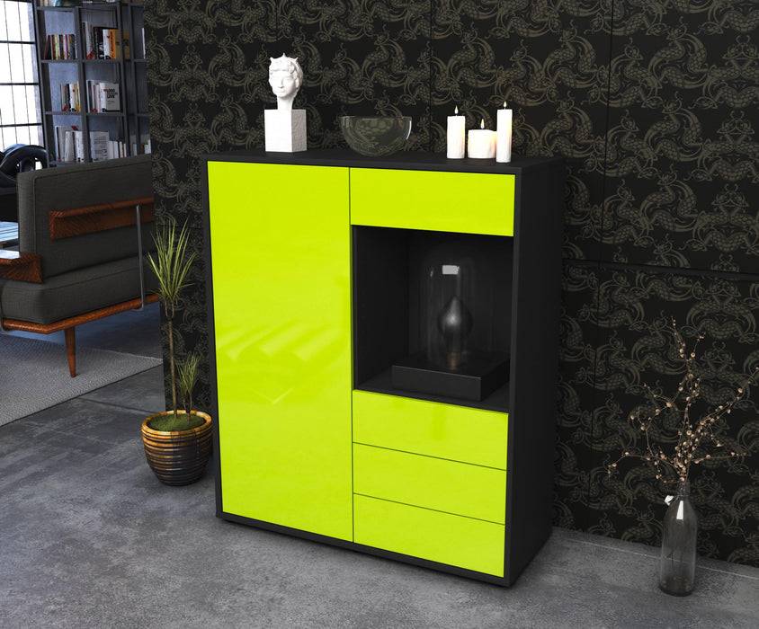 Stil Zeit Möbel Highboard Lorella ,Grün (92x108x35cm) Räumungsverkauf