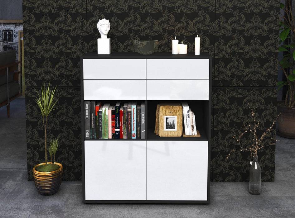 Stil Zeit Möbel Highboard Joelina ,Weiß (92x108x35cm) Super Sparpreis