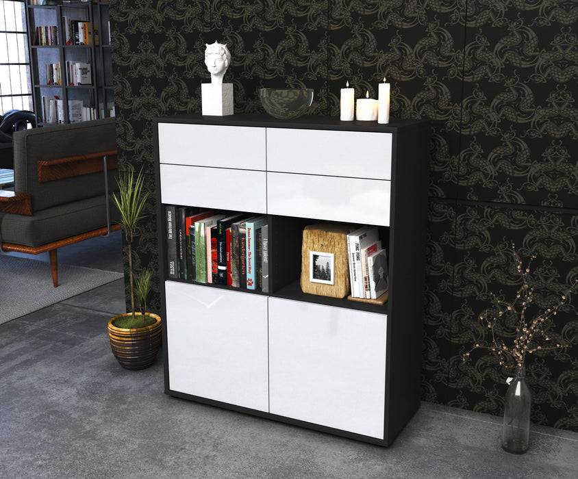 Stil Zeit Möbel Highboard Joelina ,Weiß (92x108x35cm) Super Sparpreis