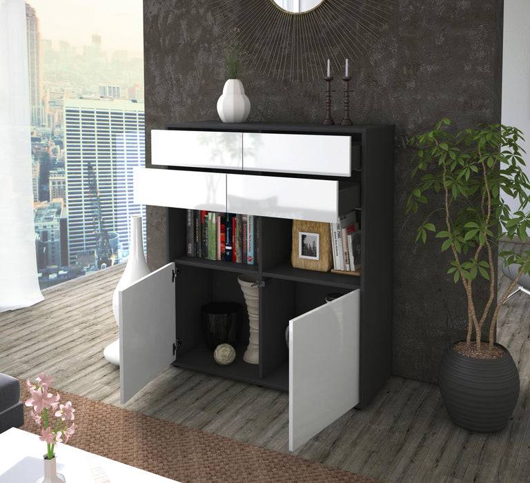Stil Zeit Möbel Highboard Joelina ,Weiß (92x108x35cm) Super Sparpreis