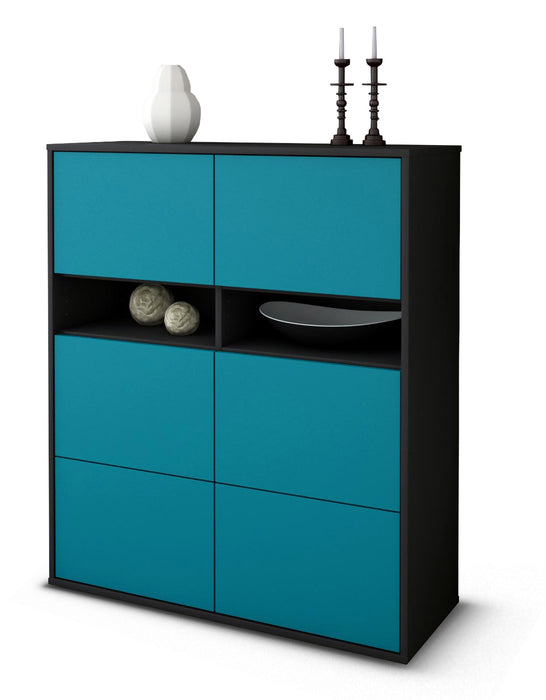 Stil Zeit Möbel Highboard Jasmin ,Türkis (92x108x35cm)