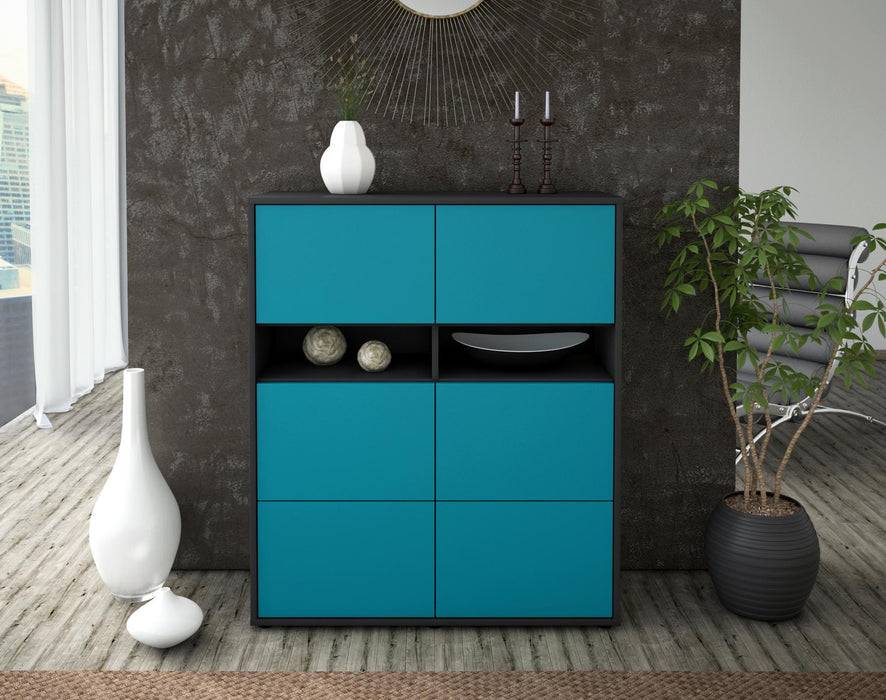 Stil Zeit Möbel Highboard Jasmin ,Türkis (92x108x35cm) Wochenangebot