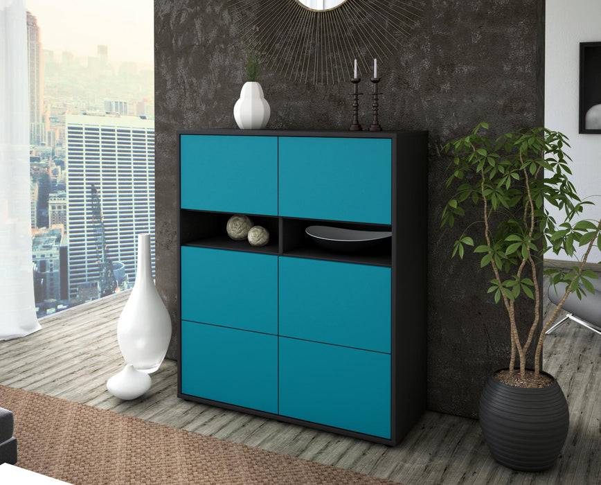 Stil Zeit Möbel Highboard Jasmin ,Türkis (92x108x35cm) Wochenangebot