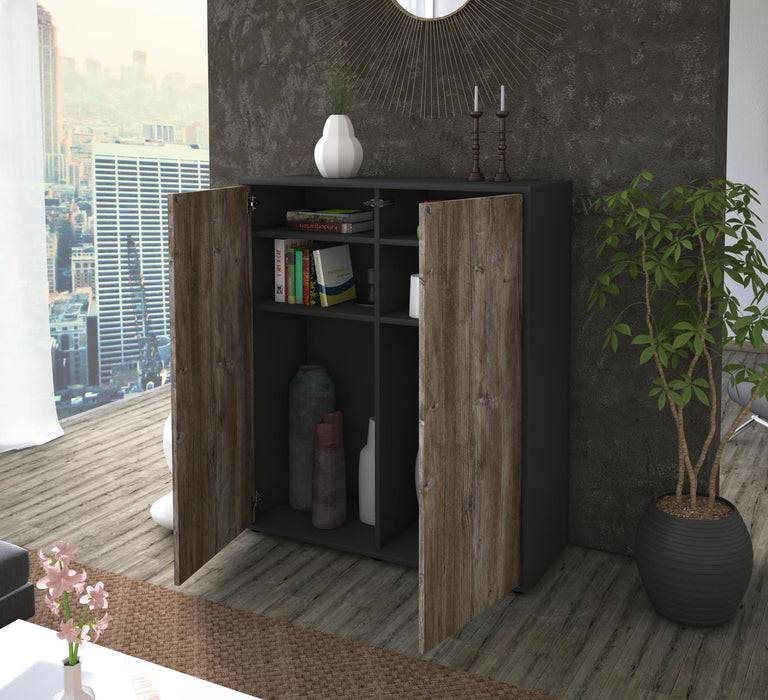 Stil Zeit Möbel Highboard Gioia ,Walnuss (92x108x35cm) Kostenlose Rückgabe