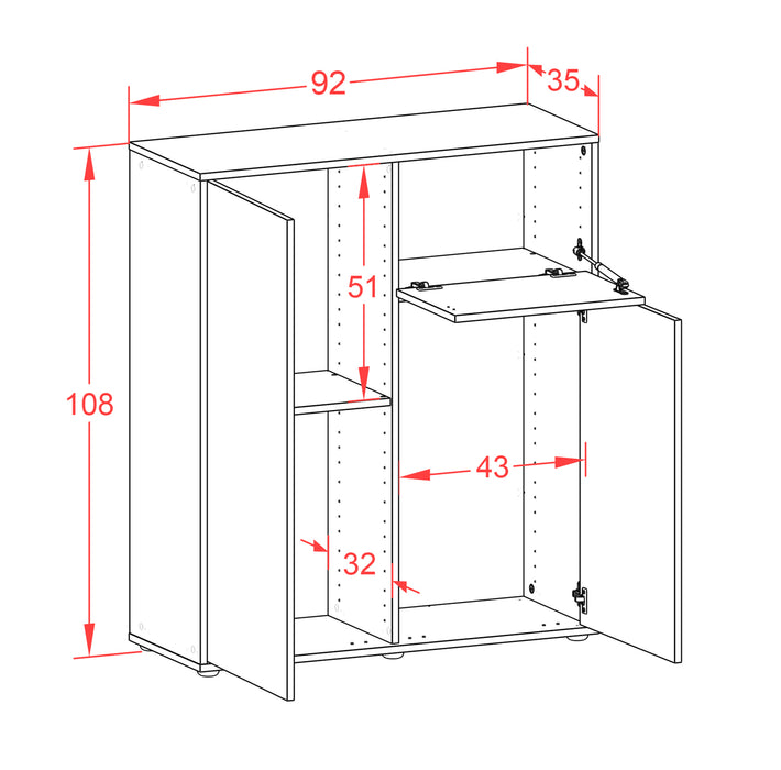 Stil Zeit Möbel Highboard Loana ,Bordeaux (92x108x35cm) Letzte 3 Tage
