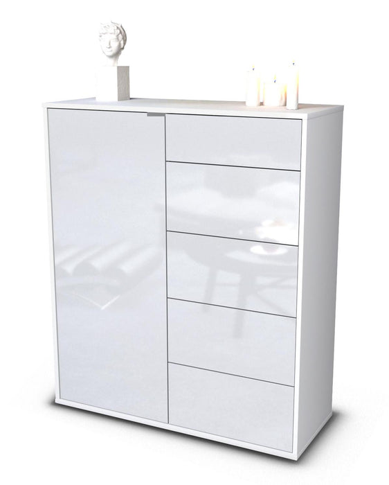 Stil Zeit Möbel Highboard Laura ,Weiß (92x108x35cm)