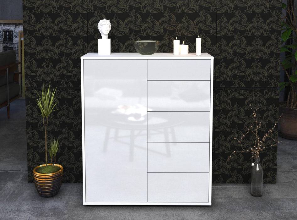 Stil Zeit Möbel Highboard Laura ,Weiß (92x108x35cm) Bis zu 50% Rabatt
