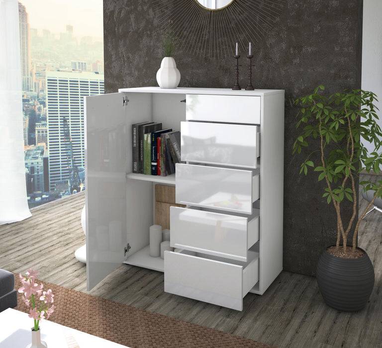 Stil Zeit Möbel Highboard Laura ,Weiß (92x108x35cm) Bis zu 50% Rabatt