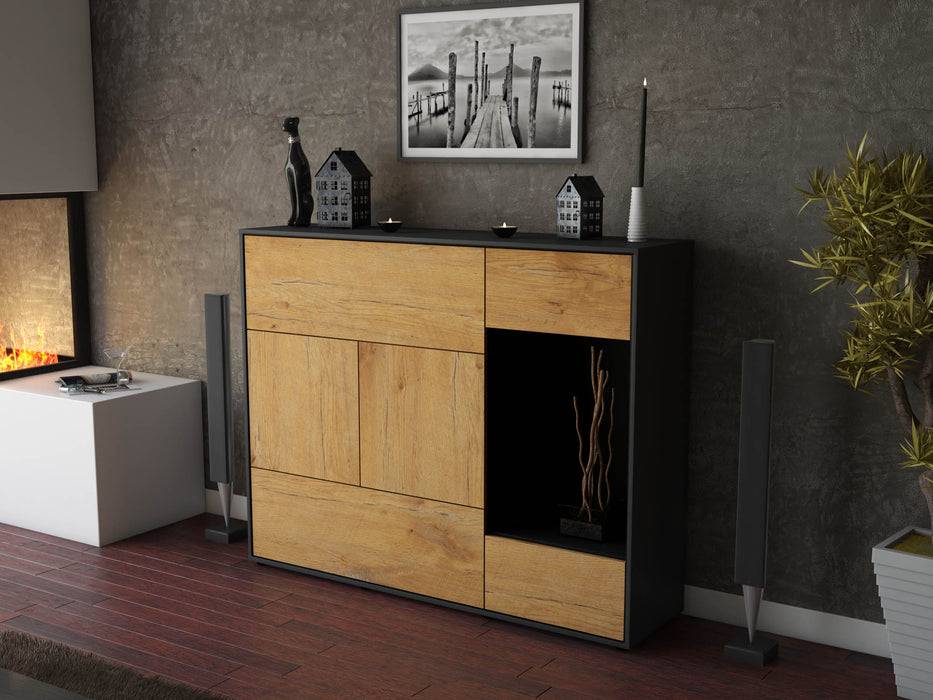 Stil Zeit Möbel Highboard Violetta ,Eiche (136x108x35cm) Sonderangebot der Fabrik