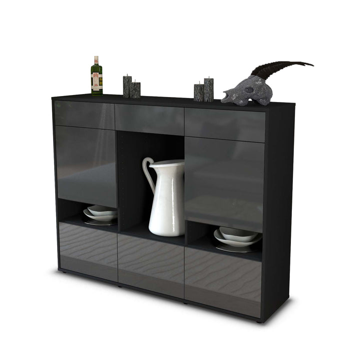 Stil Zeit Möbel Highboard Viola ,Grau (136x108x35cm)