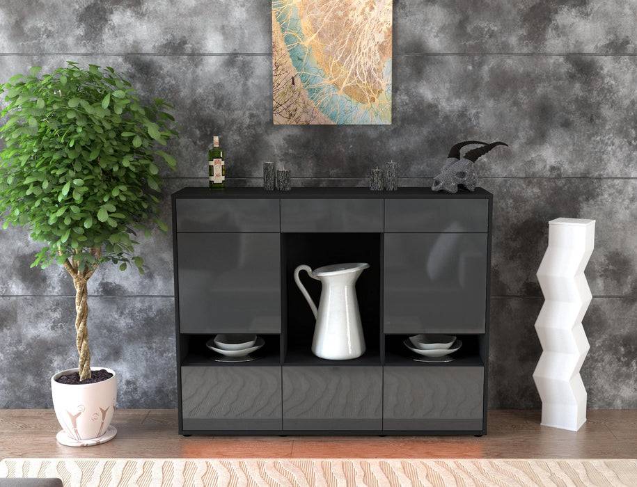 Stil Zeit Möbel Highboard Viola ,Grau (136x108x35cm) Vierteljährliche Förderung